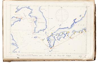 [Travel] British Naval Cruisers, Ships Logs. Illustrated Manuscripts on Paper, 1897-1900.